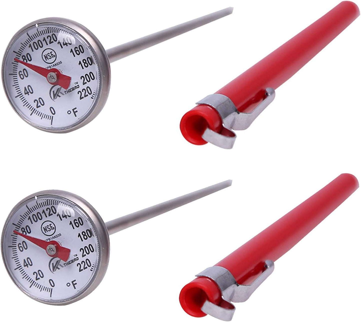 KT THERMO Instant Read 1-Inch Dial Thermometer (2-Pack), Best for Coffee Drinks, Chocolate Milk Foam