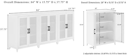 Crosley Furniture Milo 2-Piece Entertainment Center TV Stand, Media Console, Vinyl Record Storage, White