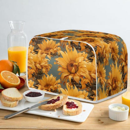 4 Slice Toaster Cover - Van Gogh Style Sunflower Dust Cover, Yellow Oil Painting Flowers for Microwave Oven
