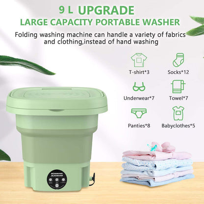 MacLehose Mini Portable Washing Machine, Mini Washer and Dryer Combo, 9L, Foldable for Baby Clothes, Underwear, Socks,