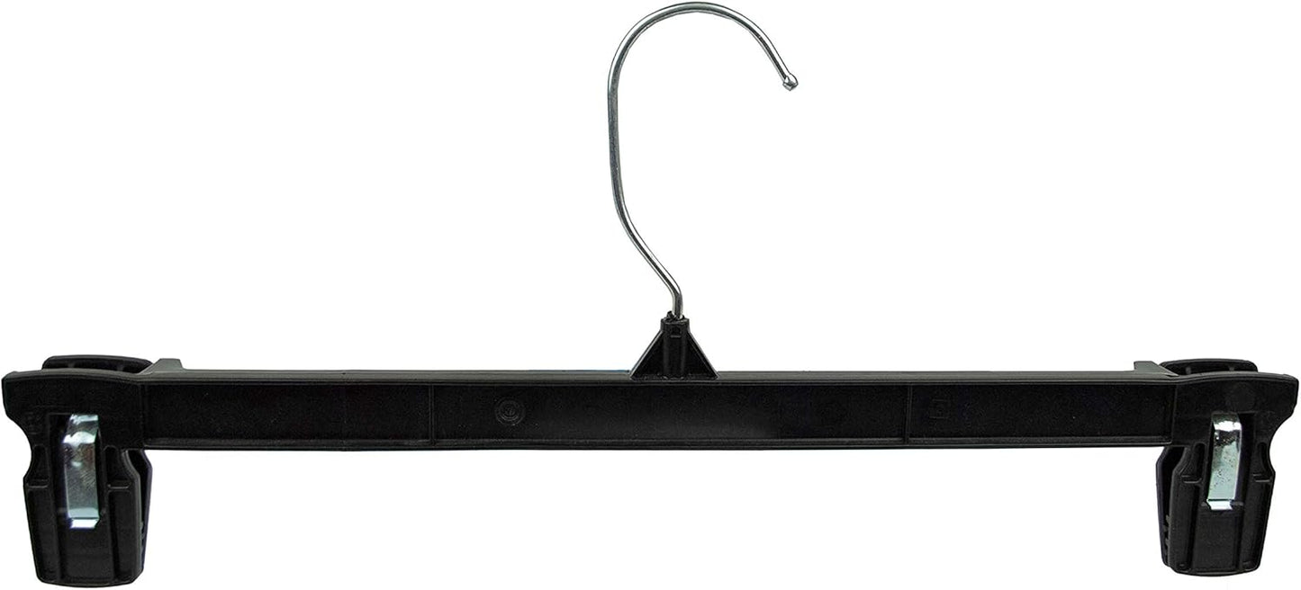 HangOn Pants Hangers, 14 Inch Recycled Plastic with Ridged Clips, Pack of 10 in Black