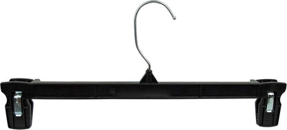 HangOn Pants Hangers, 14 Inch Recycled Plastic with Ridged Clips, Pack of 10 in Black