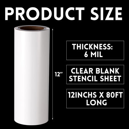 Frienda 12 Inches x 80 ft 6 Mil Rolls Blank Stencil Sheets Acetate Sheets Clear Template Material Reusable Acetate Rolls for Crafts Stencil Paper Vinyl for Cutting Machines(Translucent)