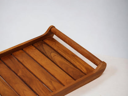 Extra Large Teak Wood Serving Tray - Handcrafted Wooden Serving Tray for Home, Kitchen, Office Organizer, 18*12*2.25