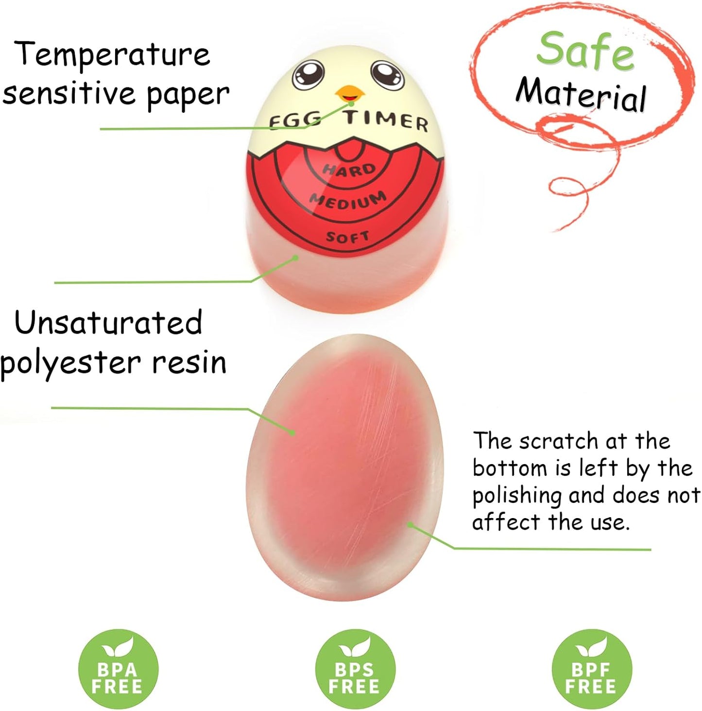 1 1 Lasubst Egg Timer that Goes in Water for Soft Medium Hard Boiled Eggs, Red Tricolor
