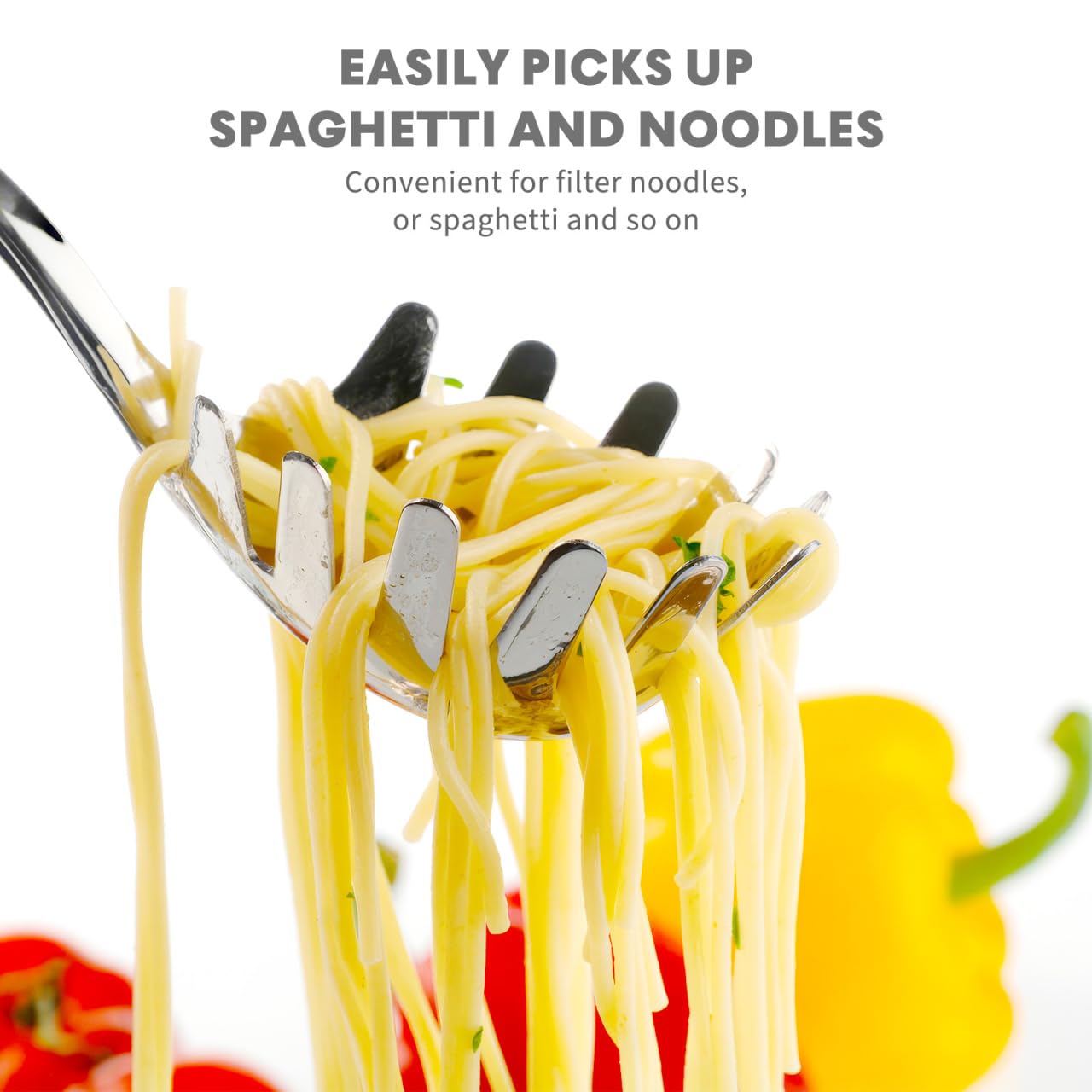 Angoily Spaghetti Spoon Stainless Steel Silver Pasta Spoon with Teeth Versatile Kitchen Tool for Noodle Egg Ramen Soup and Dumplings Cooking Pasta Server Utensil for Home Use 9.4 Inch