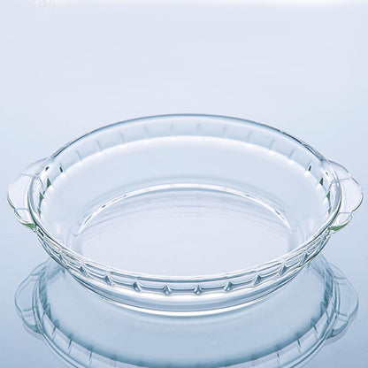 Round Glass Pie Pans, 1 Pack, 7in Clear Baking Dishes with Handles for Apple Pie, Pumpkin Pie, Salads