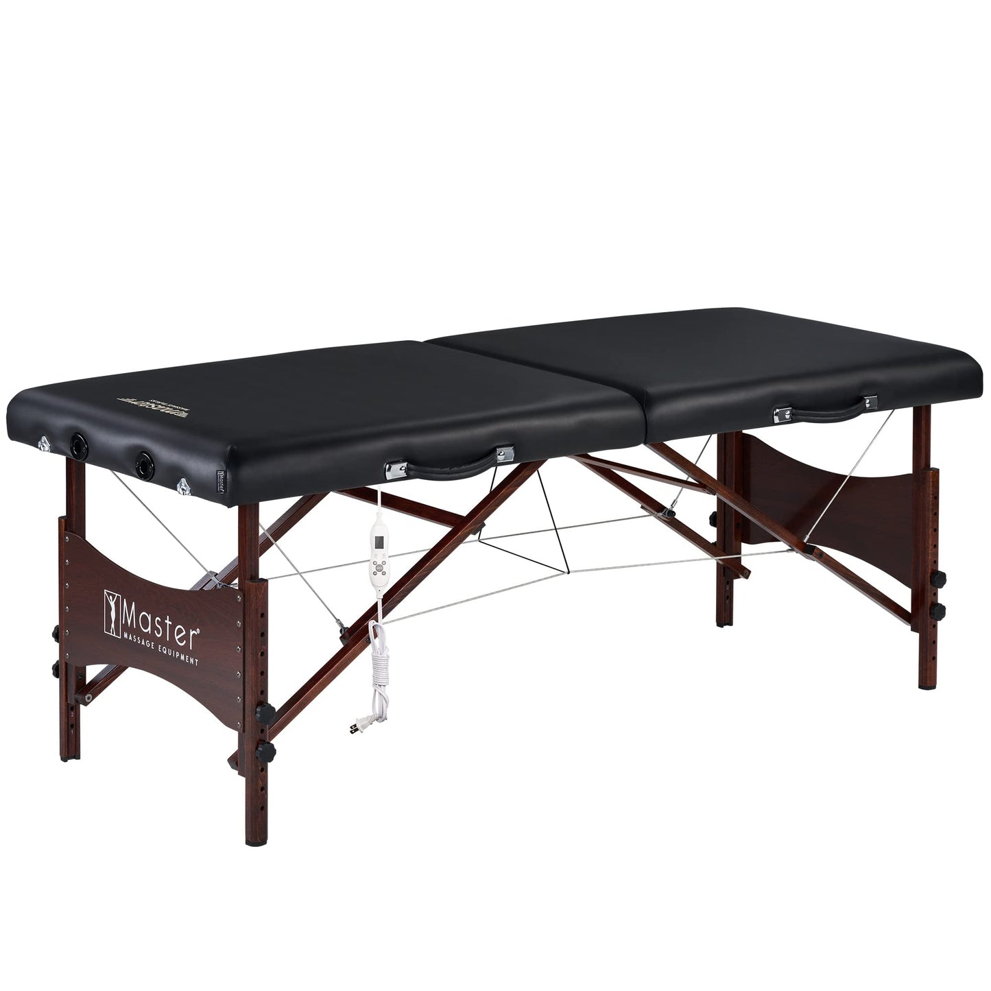 Master Massage 30" Roma Therma Top Heated Portable Massage Table, Wide Salon Spa Beauty Facial Bed with Adjustable Heating System, Face Pillow, and Carrying Bag (Black)