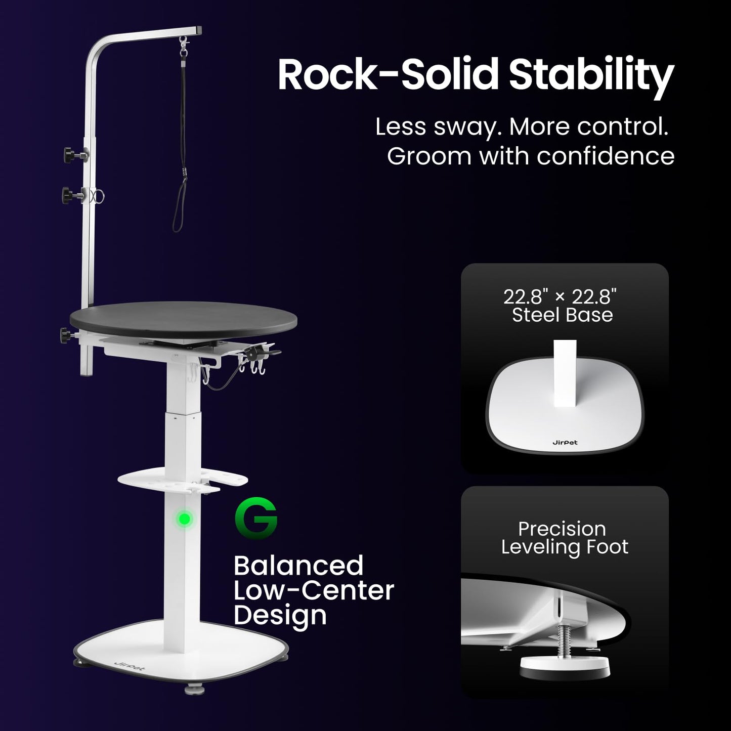 JirPet Dog Grooming Table, Elastic Comfort Surface with Pet-Friendly Design, Hydraulic Lift, Designed for Long-Term Use, Over 50,000 Lifts, 31in-45in Height Adjustable, Stable Base, Hair-Resistant