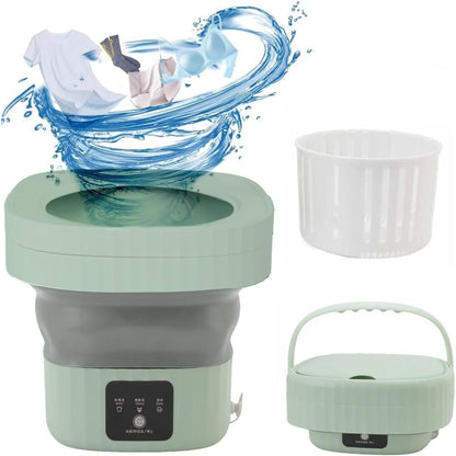 Septpenta 6L Portable Mini Washing Machine with Drain Valve, Foldable Design for Travel, Camping, Baby (Green)