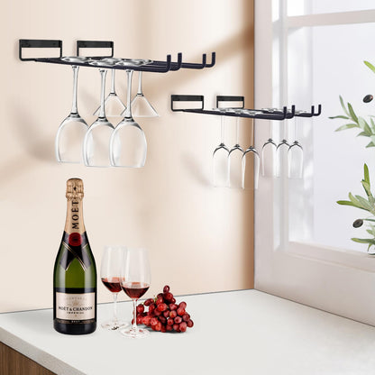 Baowenbei 11.8 Inch Wine Glass Rack - Set of 4 Stemware Hanging Rack, Metal Wine Glass Holder for Under Cabinet Organization and Storage