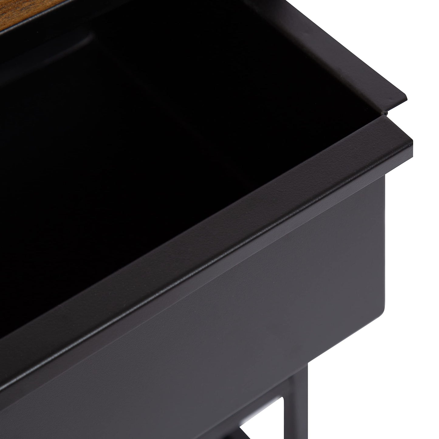 Kate and Laurel Randall Decorative Storage Table, 24 x 12 x 26, Natural Wood and Black, Decorative Casual Industrial Modern Multi-Use Storage