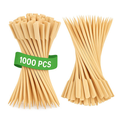 4.7 Inch Bamboo Skewers For Appetizers, 1000PCS Cocktail Picks, Fancy Flat Toothpicks For Appetizers, Bamboo Sticks For Party Sandwich Fruit Charcuterie Boards Accessories.