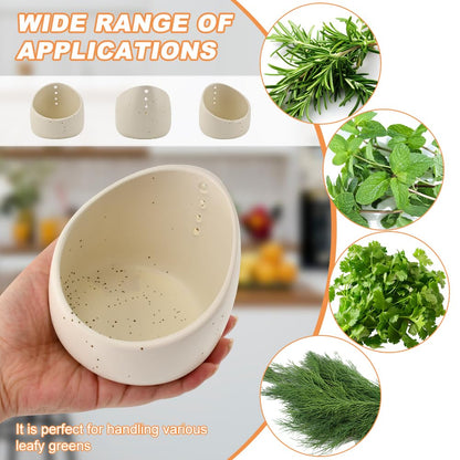 Trasylph Pottery Herb Stripper Bowl, Upgrade Handmade Ceramic Herb Peeling Bowl, Different Round Hole Sizes Suitable for Peeling Off The Leafy Assembly(COLOR:White)