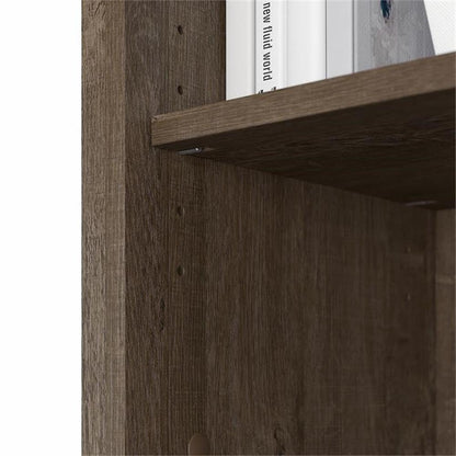 Bush Home Salinas Tall 5 Shelf Bookcase - Set of 2 in Ash Brown, Vertical Office Storage, Bookshelves for Home Workspace, Multi-Purpose Shelving Units