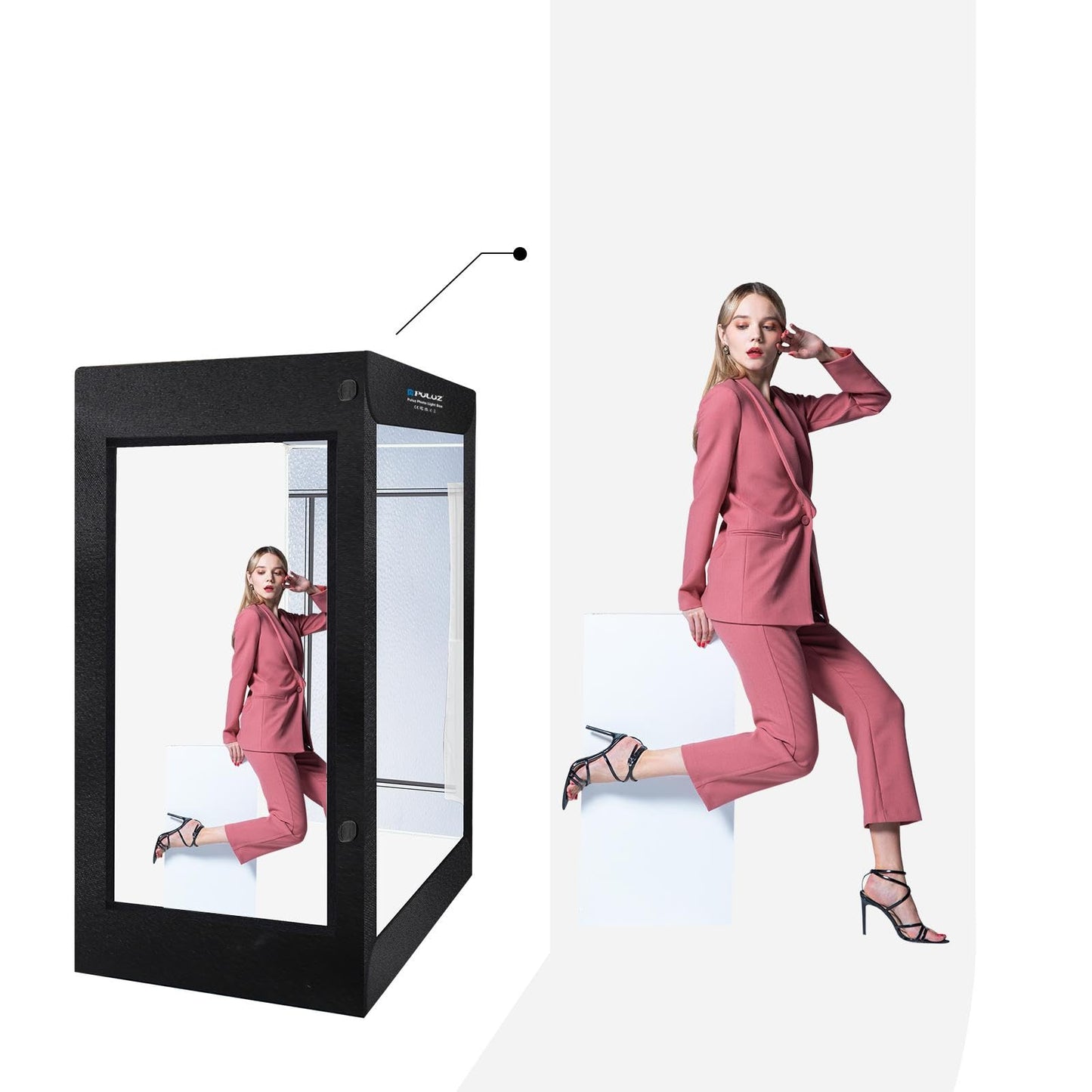 PULUZ Professional Large Photo Light Box Photography Studio, 47x31x78inch Large Lightbox Photo Video Continuous Lighting Softbox Shooting Tent Kit with 2 Colors PVC Backdrops