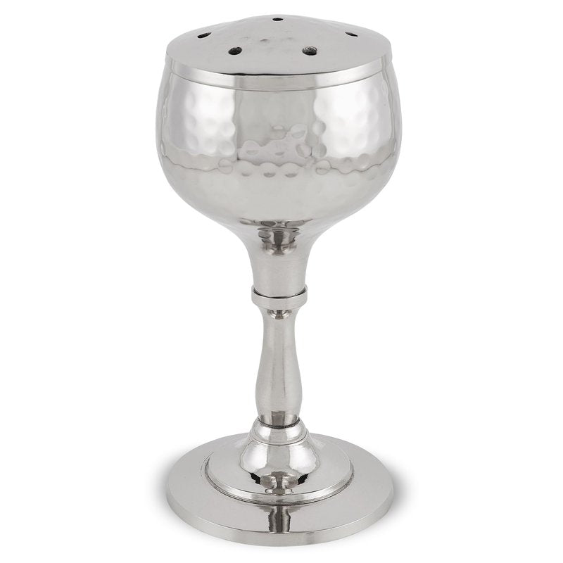 Zion Judaica Elegant Shabbos Havdalah Set Gift Boxed Hammered Metal High Polished Includes Kiddush Cup 5.5 oz Wine Goblet Tray Braided Havdualah Candle Holder Besamim Spice Box End of Shabbat Gift Set