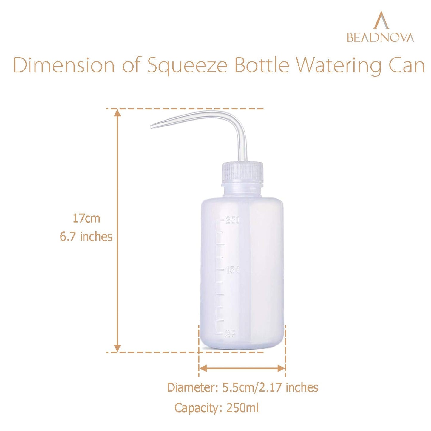 BEADNOVA Squeeze Bottle Plant Watering Bottle 250ml 8oz Small Wash Bottle Squeeze Plastic Small Watering Can for Indoor Plants Succulent Watering Can (1pc)