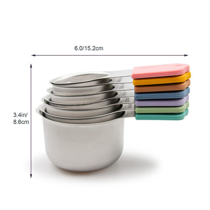 Magnetic Measuring Cups Set, 7 Pieces 18/8 Stainless Steel Stackable Nesting Heavy Duty Measuring Cups, kitchen Tools, Perfect for Dry and Liquid Ingredients, Dishwasher Safe (Muticolour, 7 set)
