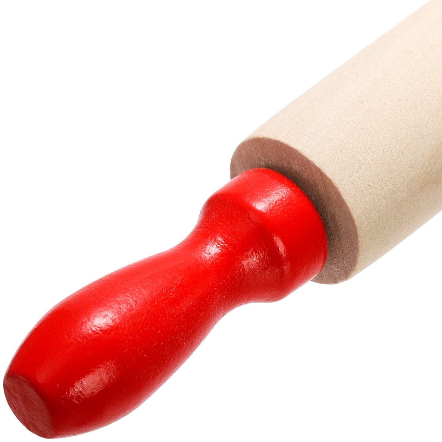 SOUJOY Set of 12 Mini Rolling Pin, 8 Inch Wood Dough Roller for Baking with Red Handle, Small Clay Rolling Pin for Craft Fondant Pastry Pizza Crafting and Imaginative Play