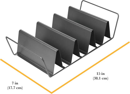 Chicago Metallic Professional 6-Shell Baked Taco Rack, Grey, 15-Inch by 7-Inch, Perfect for Baking