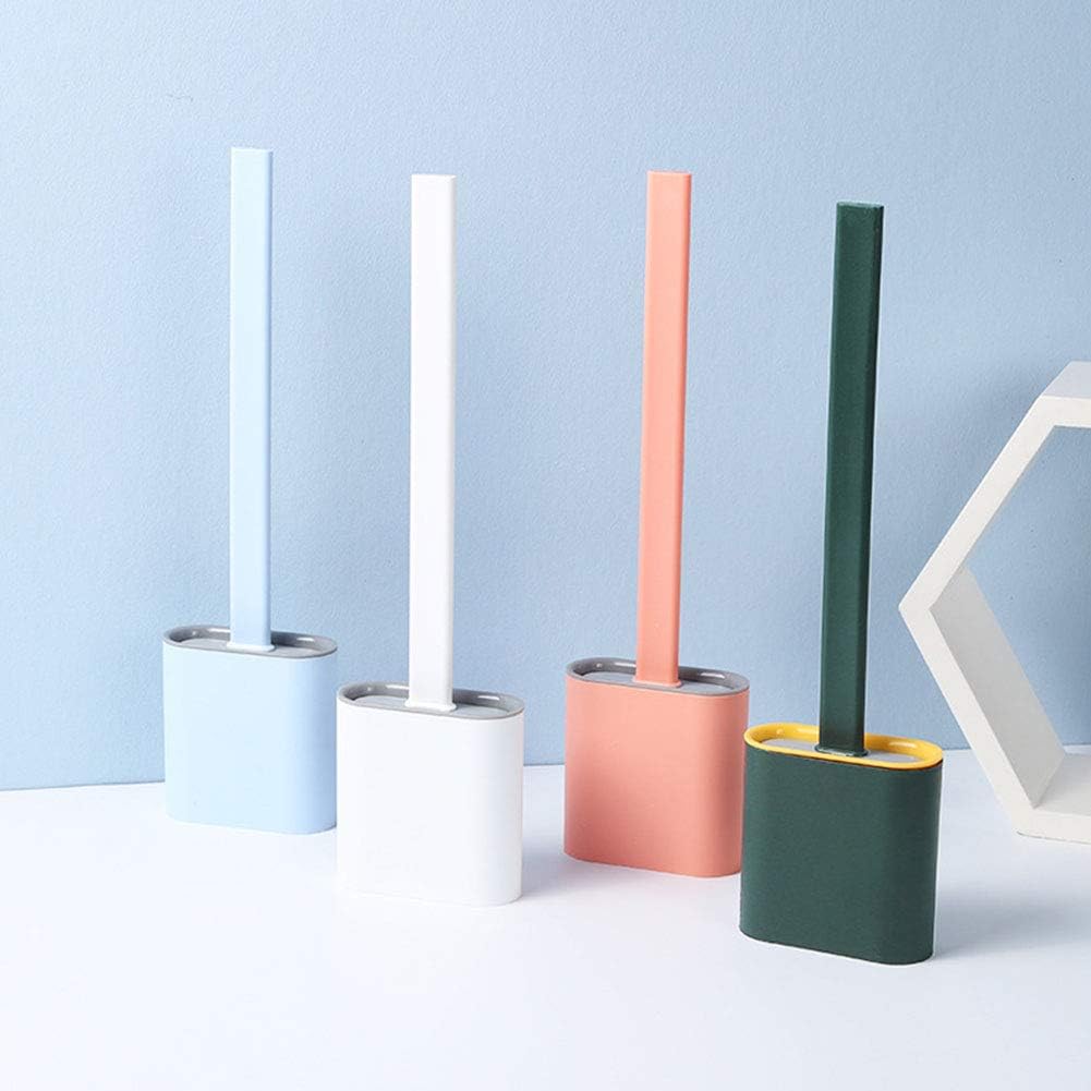Revolutionary Silicone Flex Toilet Brush with Holder - No-Slip Long Handle, Wall Mounting Cleaning Brush Set