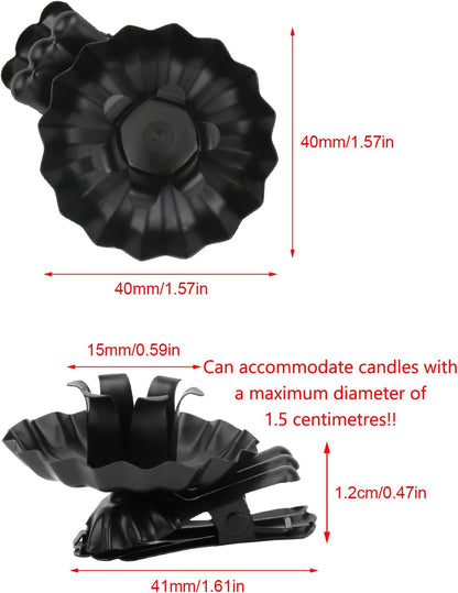 Skiennix Candle Holders - Silver Clip-On Metal Clips for Christmas Tree | Set of 20 Pcs (Black)