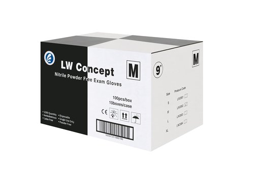 LW Concept Disposable Nitrile Gloves, Chemical Resistant, Powder-Free, Latex-Free, Non-Sterile, Food Safe, 5 Mil, Black, 1000-Count (Medium)