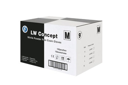 LW Concept Disposable Nitrile Gloves, Chemical Resistant, Powder-Free, Latex-Free, Non-Sterile, Food Safe, 5 Mil, Black, 1000-Count (Medium)