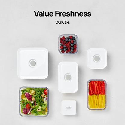 VAKUEN Premium Airtight Food Storage Containers, Mini 9P/SET include Vacuum Sealer, Smart One-Click Seal Lid, No Hinges, 100% Leak Proof, BPA-FREE, Dishwasher, Freezer & Microwave Safe
