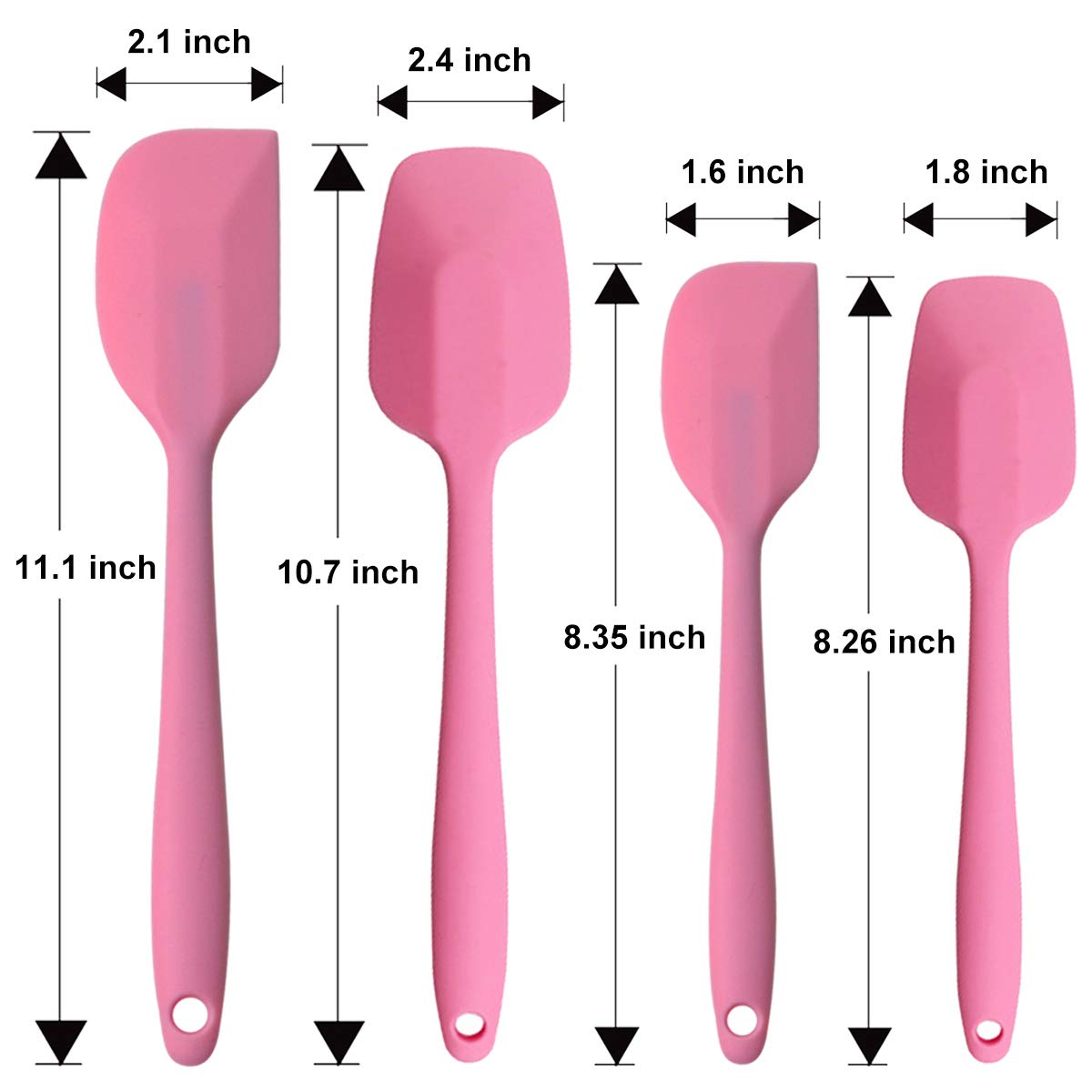 Silicone Spatulas Set, Rubber Spoon Spatula Heat Resistant Spoonula One Piece Design Seamless Spatula Non-Stick Scrapers Baking Mixing Tool (Pink)