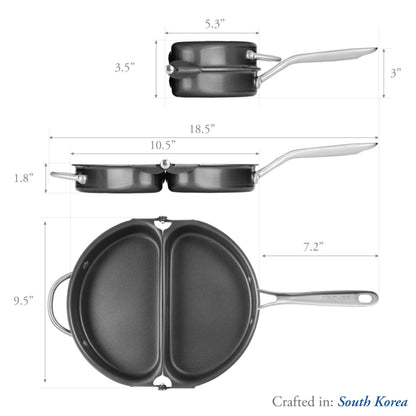 TECHEF - Frittata and Omelette Pan, Nonstick Double Sided Folding Egg Pan, Made in Korea (PFOA Free) (Black)