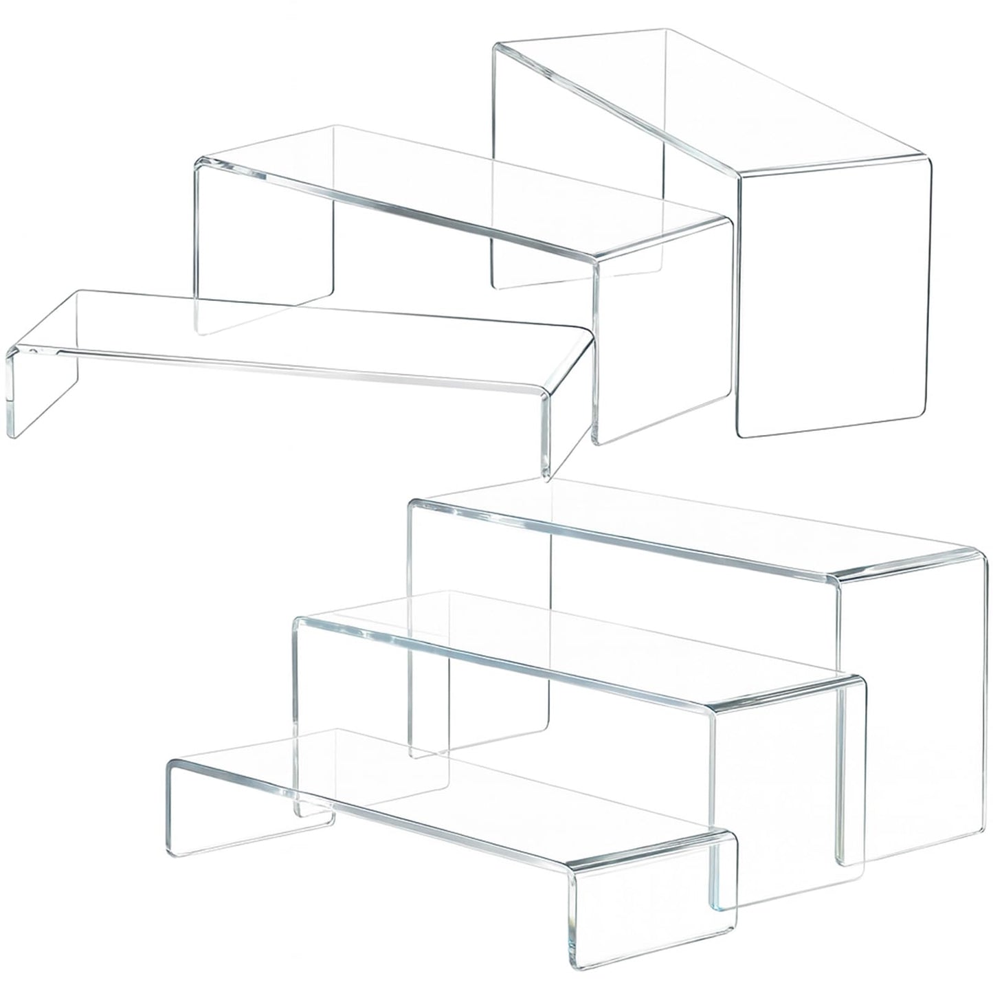 WEITELAI 6 PCS Clear Acrylic Display Risers, Acrylic Risers for Display, Transparent Rectangle Display Stand for Figures, Collectibles, Perfume, Jewelry, Desserts, Cosmetics