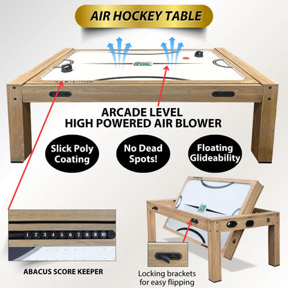 7ft Multi Game Table 4 in 1 Pool Table Ping Pong Table Air Hockey Combo Game Table Includes All Accessories for Game Room & Family