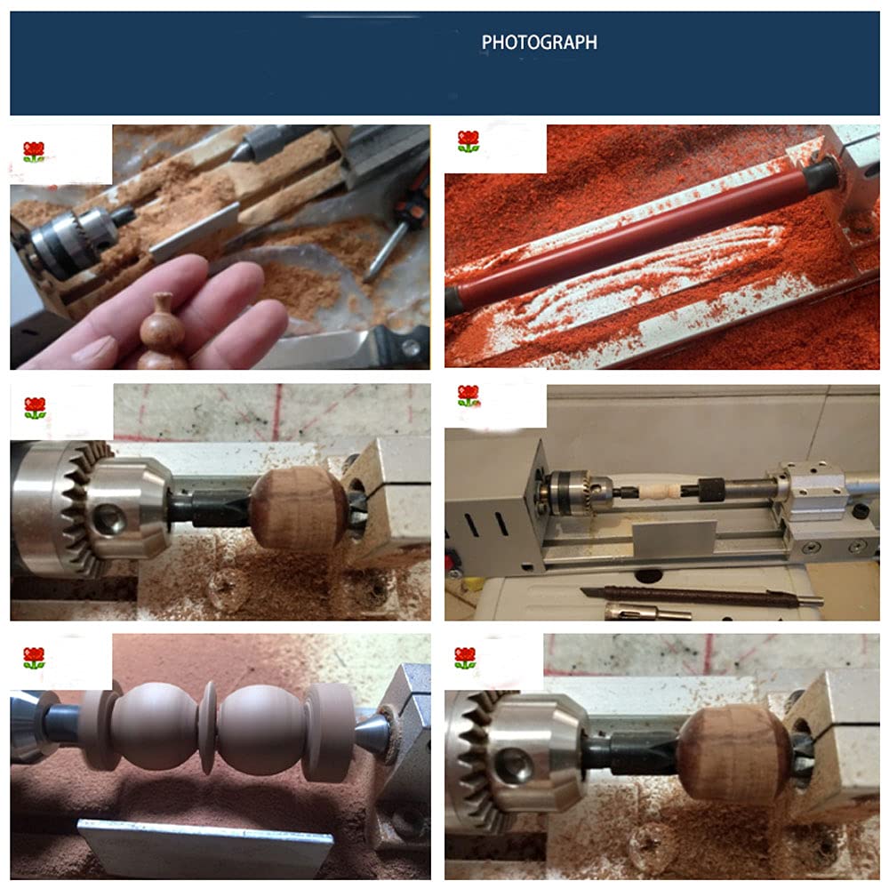 Jinegelela Professional mini Lathe Machine, Lathe Tools Woodworking Machine, Lathe Beads Polisher, CNC DIY Woodworking Wood Lathe Machine (Silver)