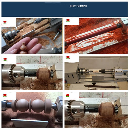 Jinegelela Professional mini Lathe Machine, Lathe Tools Woodworking Machine, Lathe Beads Polisher, CNC DIY Woodworking Wood Lathe Machine (Silver)
