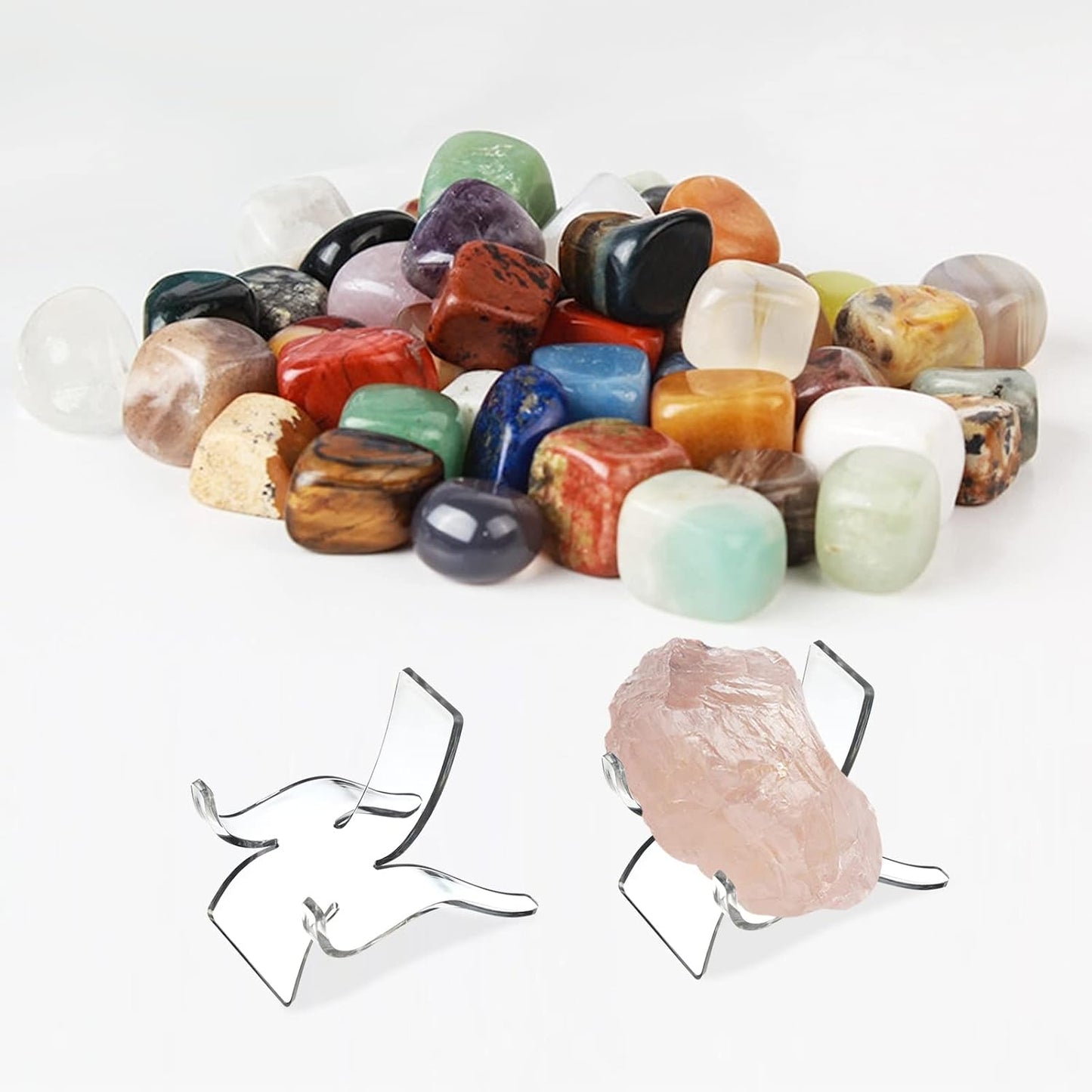 Rock Display Stand, 36 PCS Acrylic Holder for Small Items: Crystal, Rock Painting, Geodes, Mineral, Agate, Fossil,