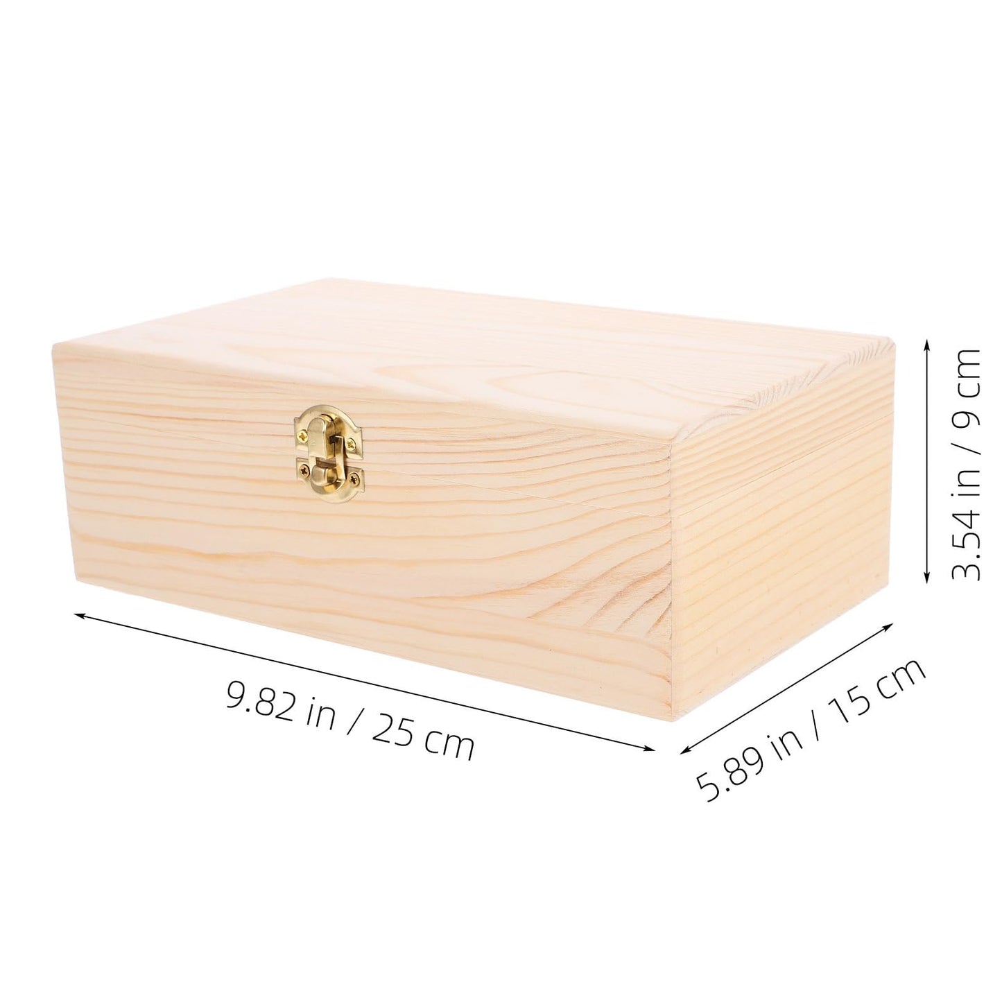 VOSAREA Unfinished Wood Box with Hinged Lid – 9.8" Large Wooden Storage Box with Locking Clasp for DIY Crafts, Jewelry Organizer, Keepsake Memory Case & Home Decor Projects (Natural Pine)