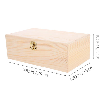 VOSAREA Unfinished Wood Box with Hinged Lid – 9.8" Large Wooden Storage Box with Locking Clasp for DIY Crafts, Jewelry Organizer, Keepsake Memory Case & Home Decor Projects (Natural Pine)