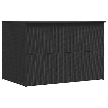 RCODSSK Poly Rattan Patio Storage Box 59x39.4x39.4 Inches Black, Outdoor Storage Chest with Powder-Coated Steel Frame and Zippered Liner for Cushions, Blankets, Towels