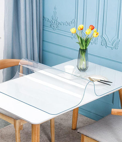 VeeCano 18X48 Inch 1.5mm Thick Multisize Clear PVC Table Cover Blotter Protector Rectangular Plastic Tablecloths Desk
