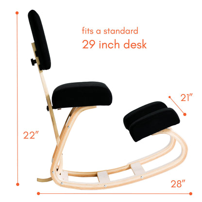 Sleekform East Austin Kneeling Chair, Posture Support Comfortable Ergonomic Kneeling Chair, Natural Back Pain Relief, Best for Posture