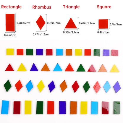Mosaic Tile Stained Glass 4 Mixed Shapes Mosaics Tiles Pieces for DIY Crafts Suppliers, Tiffany Lamps Candles Photo Frame (Transparent)