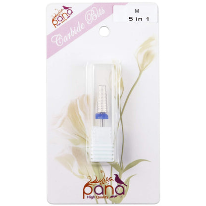PANA Nail Carbide 5 in 1 Bit - Two Way Rotate use for Both Left and Right Handed - Fast Remove Acrylic or Hard Gel - 3/32" Shank - Manicure, Nail Art, Drill Machine (Fine - F, Silver)