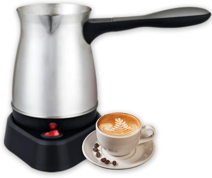 Electric Turkish Coffee Maker, 600ml Stainless Steel Pot, 5 to 6 Cup Capacity, Ergonomic Handle