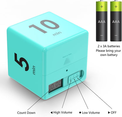 Cube Timer, Pretmess Gravity Flip Kitchen Timer for Time Management and Countdown (Mint)