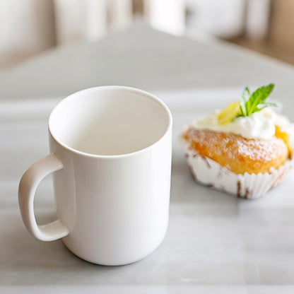 TREEWOO Stylish Ceramic Coffee Mug Smooth Solid Color 11oz Underglazed Cup For Men & Women Office And Home Use (Glossy white)