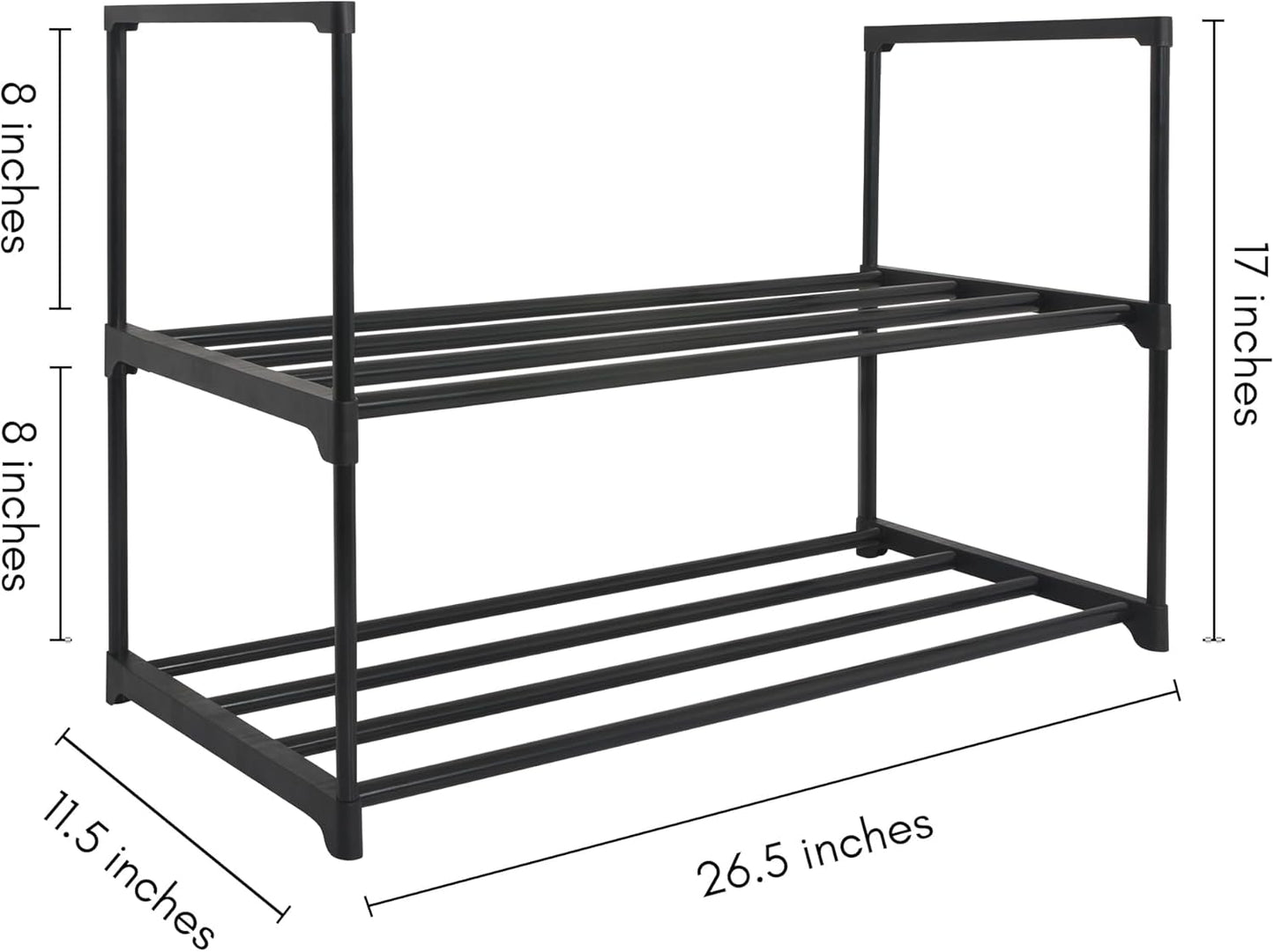 17x26.5 2 Closets, Americanflat Shoe Organizer - Tier Shoe Rack Storage Shelf with Sturdy Steel Frame - Ideal