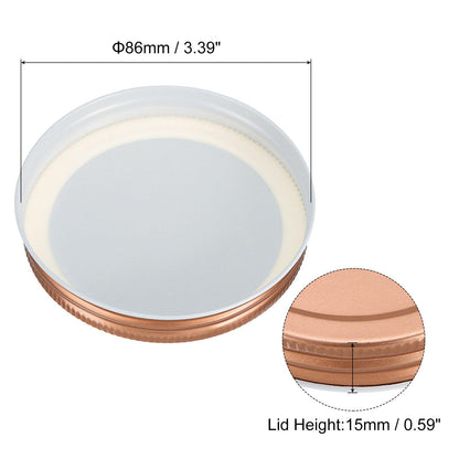 uxcell Mason Jar Lids, 86mm/3.39" Wide Mouth Tin Plate Caps Leak Proof for Canning Jars Kitchen Storage, (Rose Gold 12Pcs)