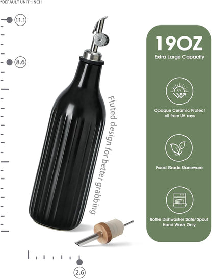 19 oz FE FUN ELEMENTS Olive Oil Dispenser Bottle, Oil Dispenser for Kitchen and Vinegar Dispenser Bottle, Suitable